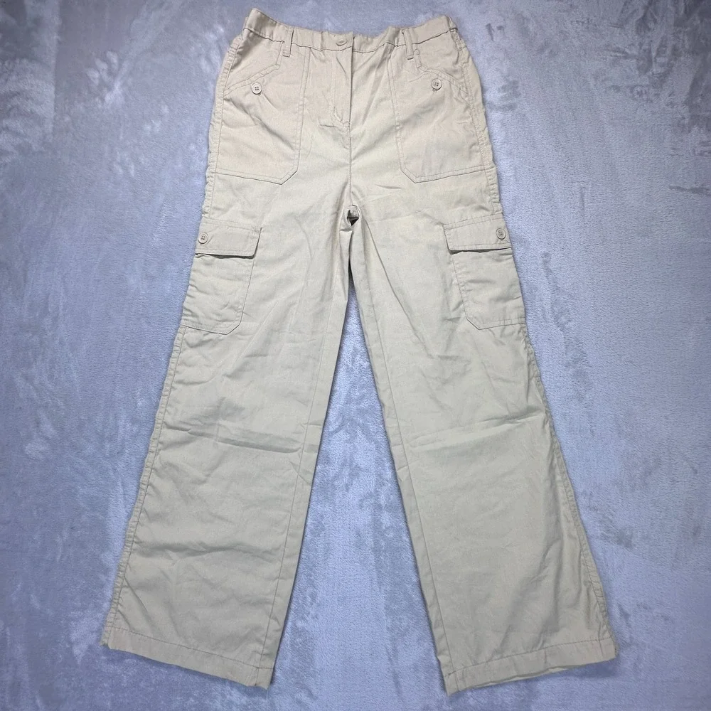 NYC Cargo Pants Girls Medium 12 Beige Cotton Utility Outdoor Travel High Rise